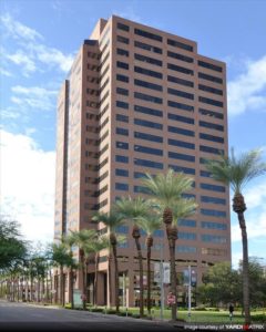 view of Two Arizona Center office tower in Phoenix