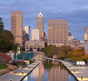 view of downtown indianapolis, indiana, during autumn