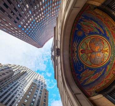 historic ITT building main entrance mozaic 75 broad street manhattan new york