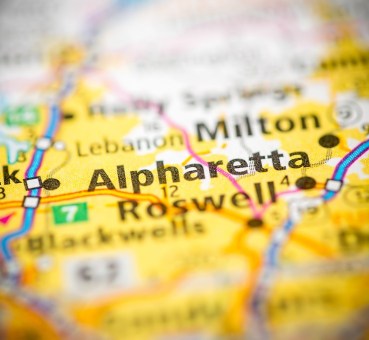 map with highlight on alpharetta georgia