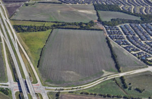 google satellite imagery of the intersection at 121 and alma in north dallas future site of hines development the strand