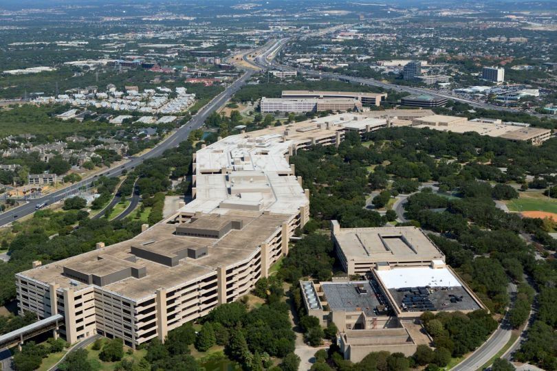 bird's eye view of the USAA campus in San Antonio, TX