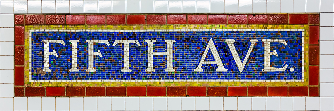 Sign of subway 5th Ave Station NYC Manhattan