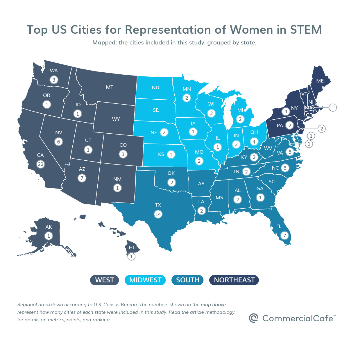 representation of women in stem 2021 us cities ranked