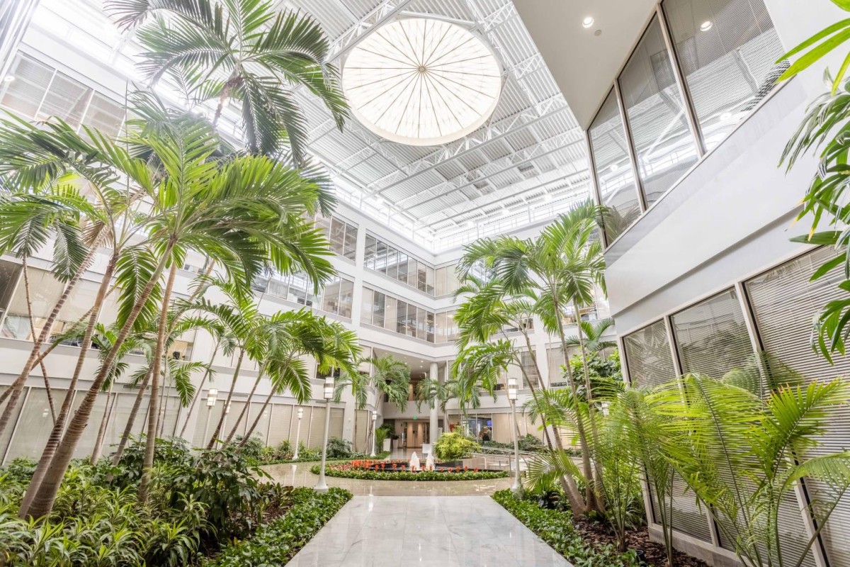 Lobby of Regus' Miami coworking space at Waterford