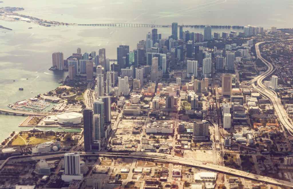 aerial view of skyscrapers in Miami Wynwood District