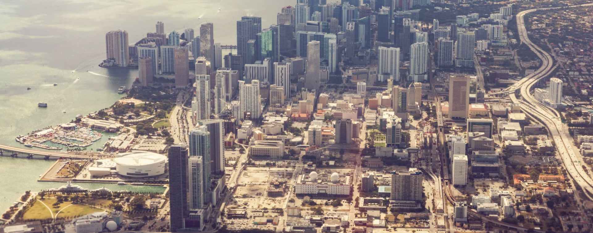 aerial view of skyscrapers in Miami Wynwood District