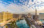 aerial view of downtown las vegas landmarks, entertainment, casino, and commercial space properties