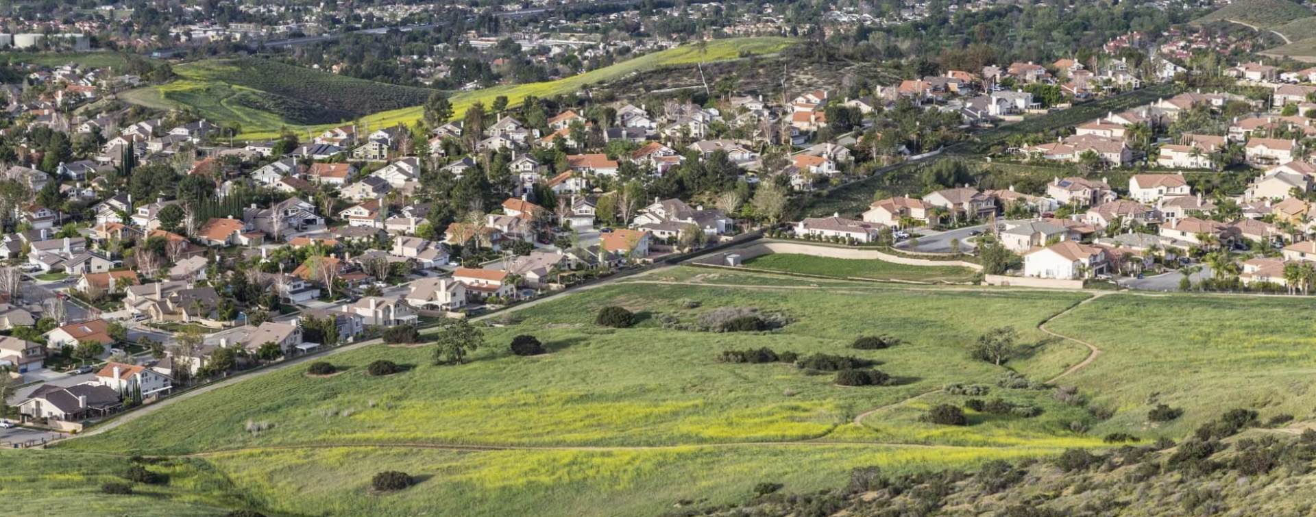 Hilltop view of Simi Valley suburban submarket of the Los Angeles metropolitan area