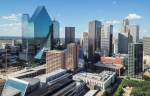 aerial view of uptown dallas office space buildings with facades gleaming in the sunlight