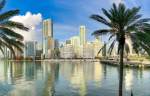 view of the Miami Brickell neighborhood skyline from across the water