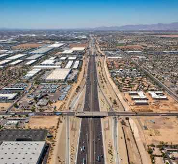 View across warehouses in Phoenix
