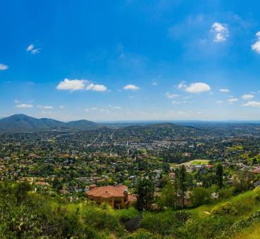 aerial panoramic view of suburban san diego landscape