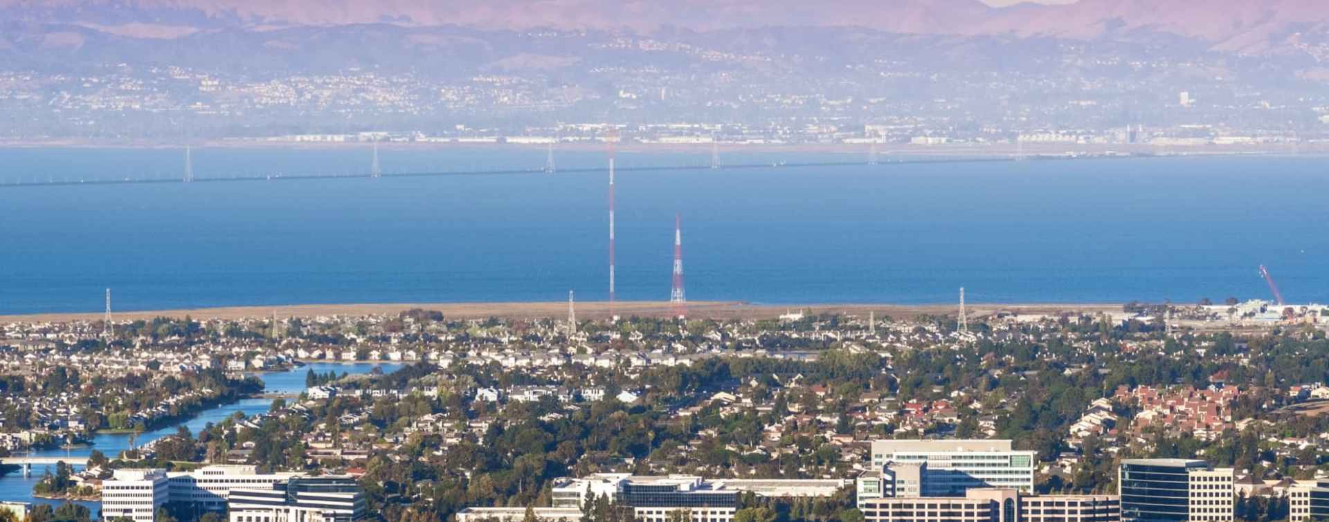 panoramic view of san carlos, california, on the shore of san francisco bay
