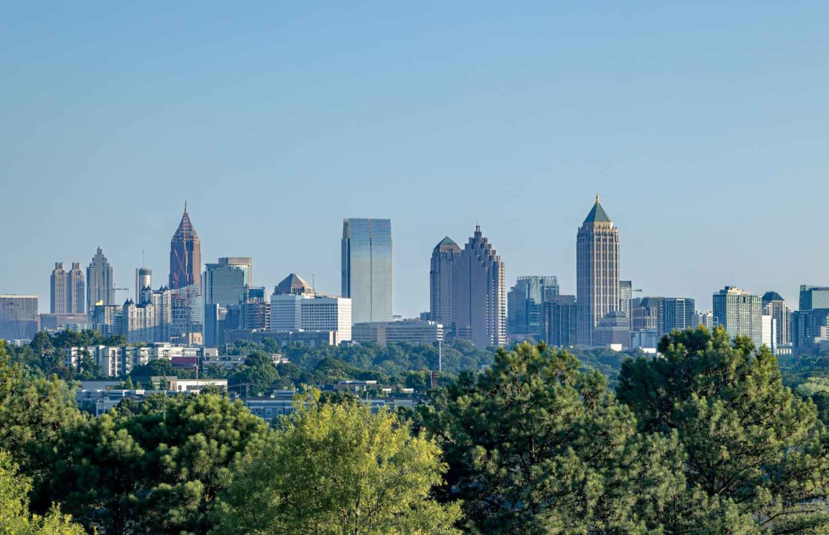 atlanta central business district skyline commercial real estate buildings