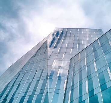 steel and glass facade of office space property