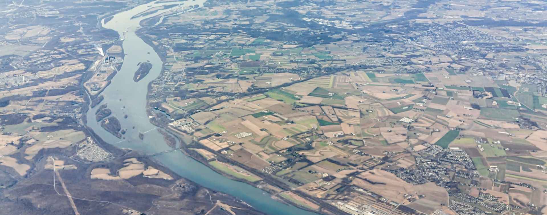 aerial view of the greater washington dc area along the potomac river