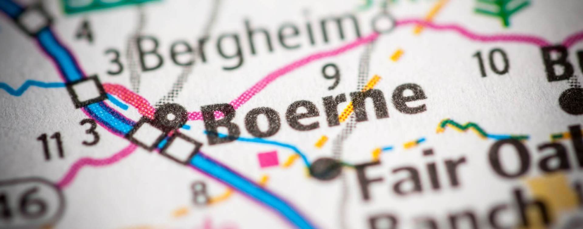map detail showing boerne texas northwest of san antonio texas