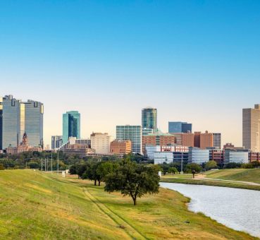 panoramic view of the fort worth texas central business district skyline