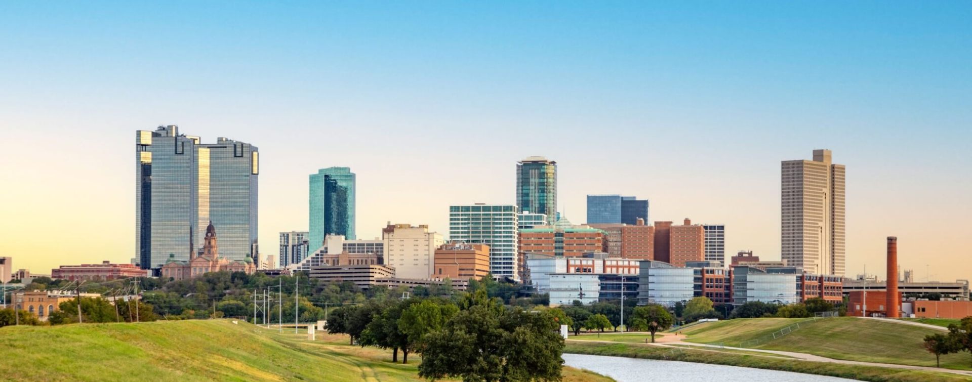 panoramic view of the fort worth texas central business district skyline