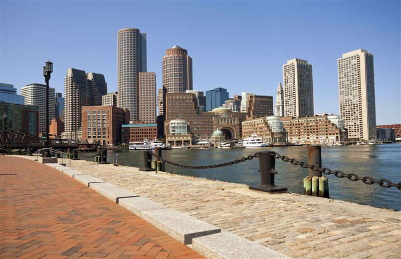 office space in boston skyline by the seafront