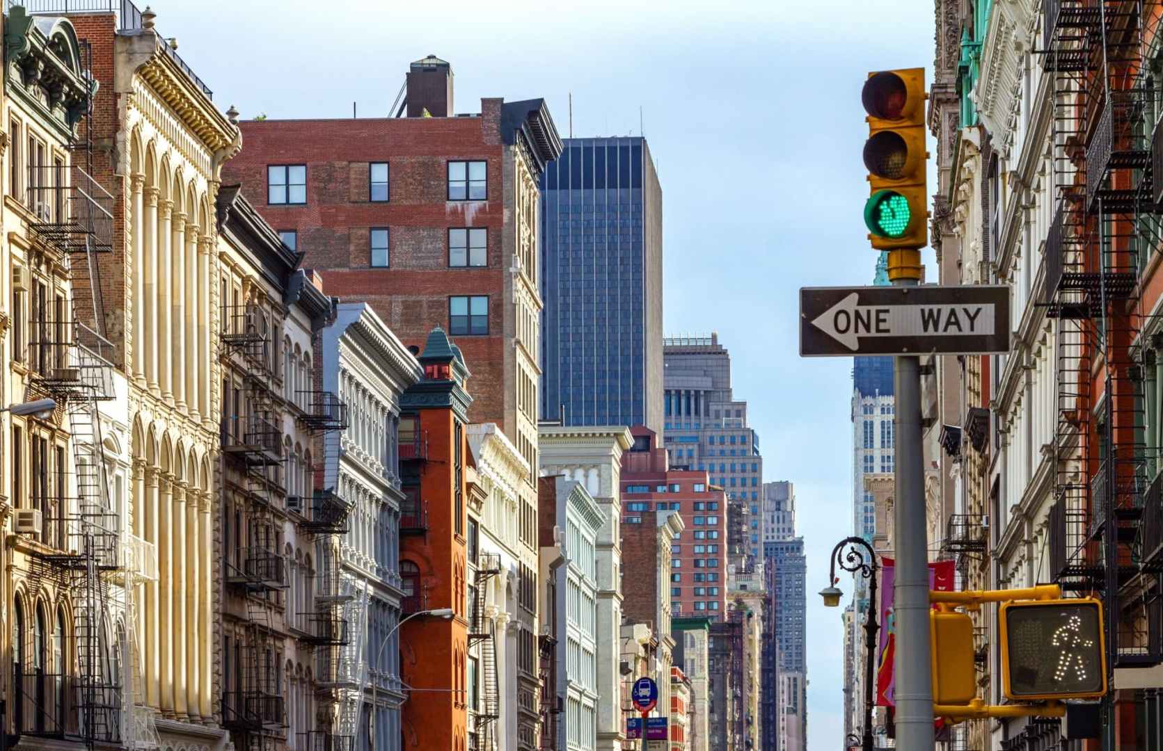 the intersection of Broadway and Spring in SoHo Manhattan