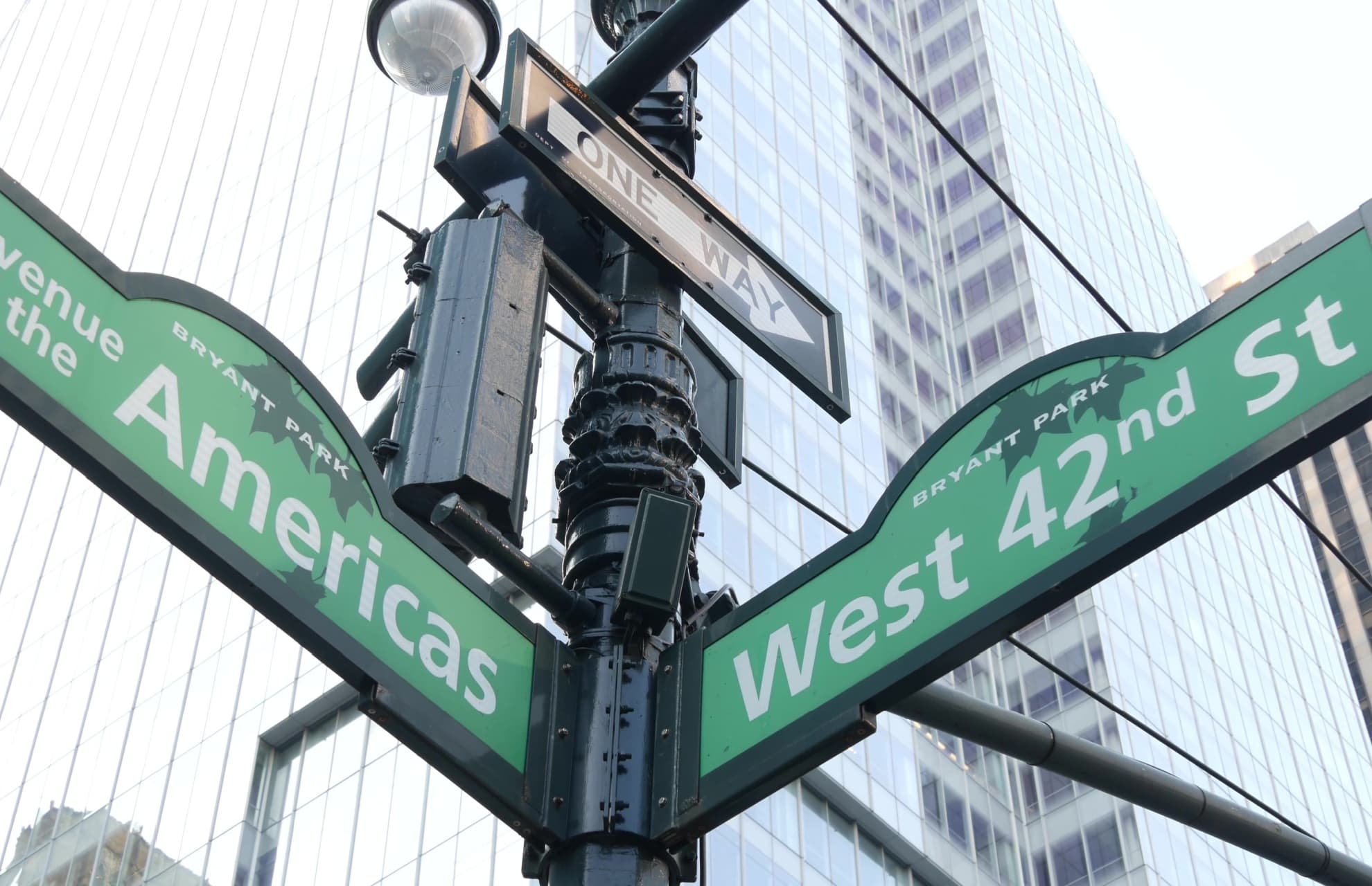street sign Avenue of the Americas West 42nd Street, Manhatttan
