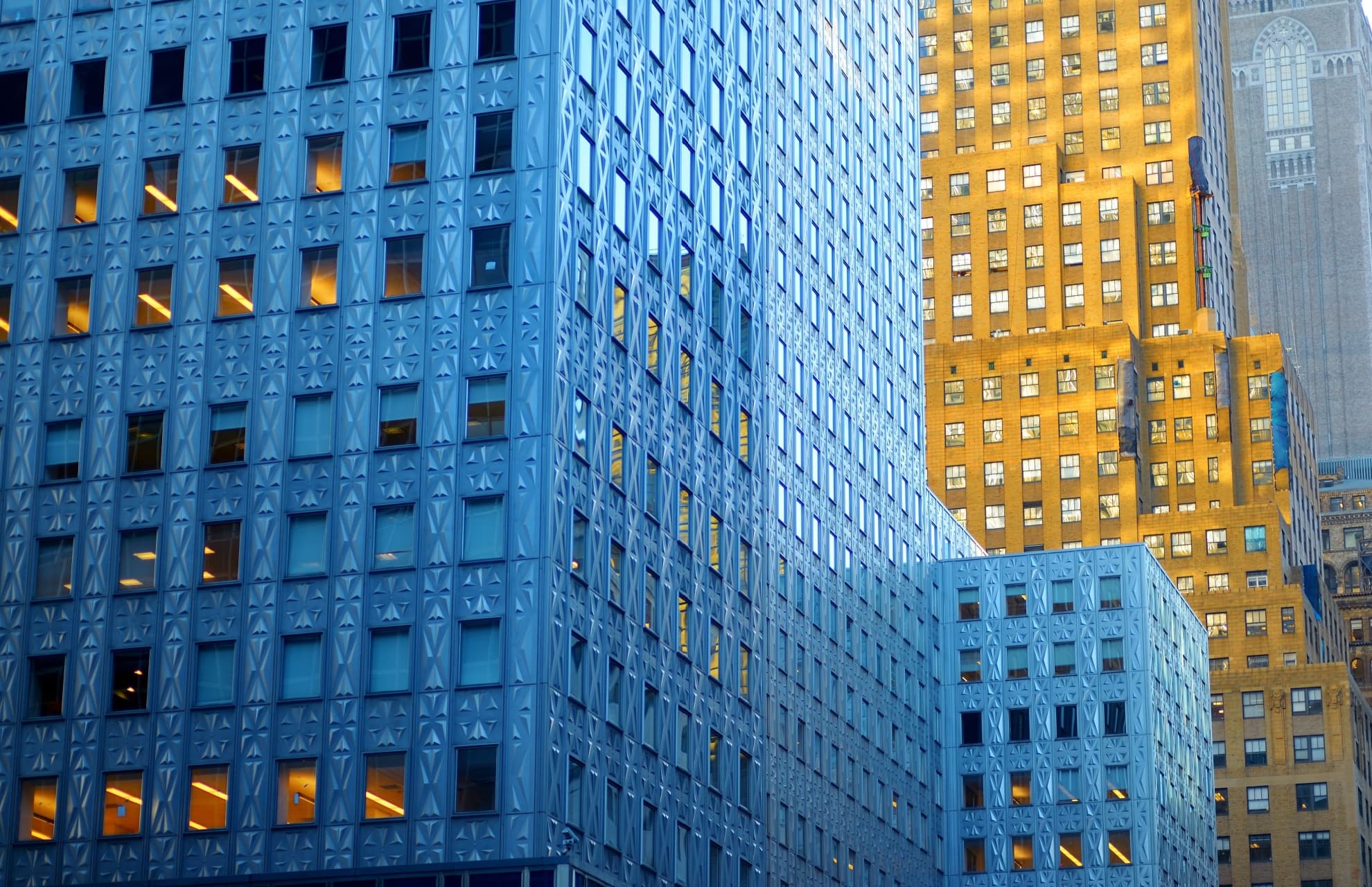 nyc office properties detail of socony mobil building facade