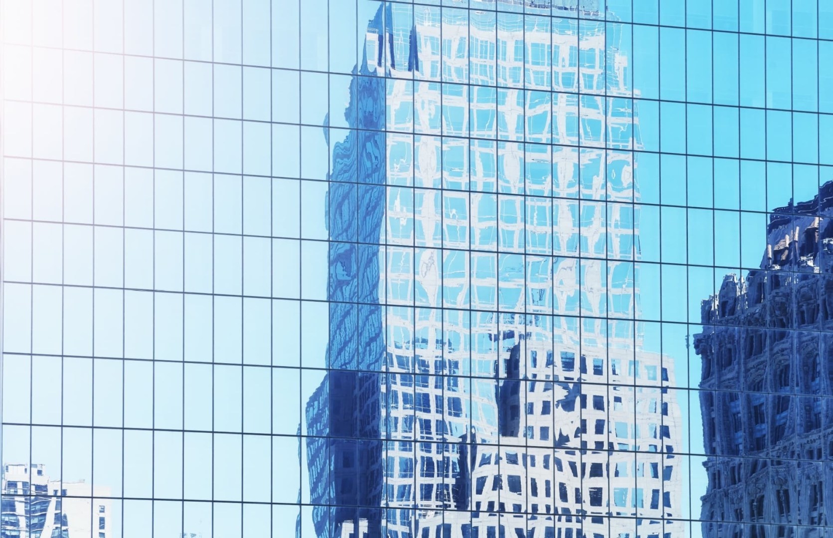 manhattan office building facade reflection