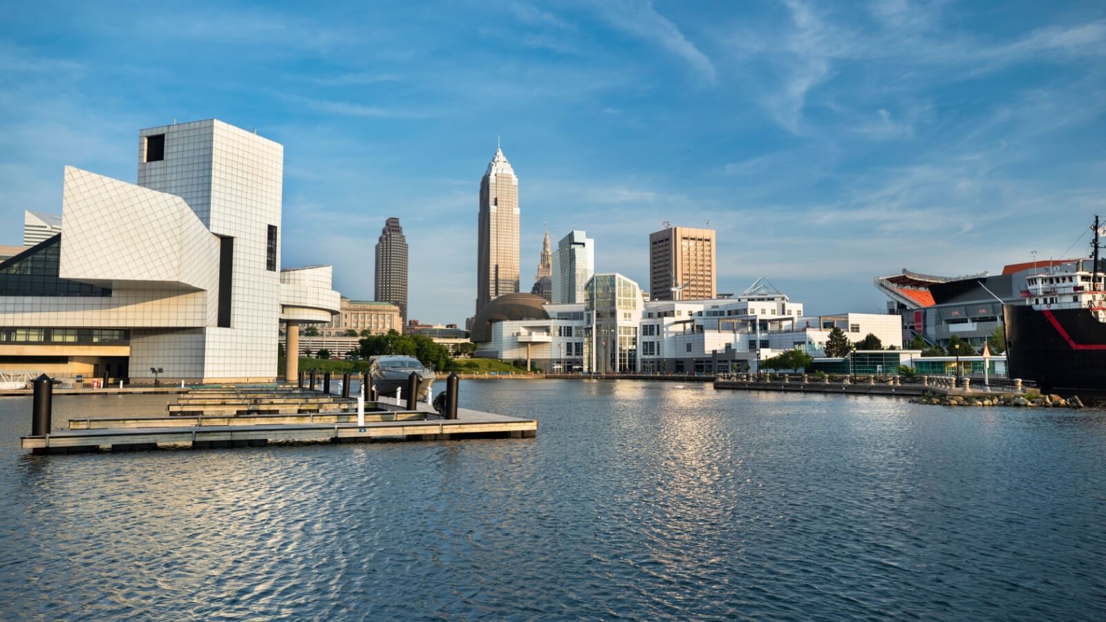 cleveland ohio skyline from the water