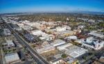 aerial view of downtown merced california