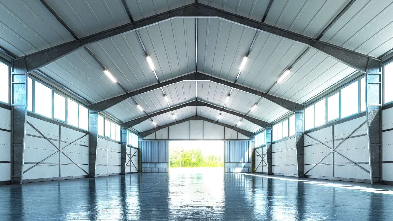 bright interior of warehouse building