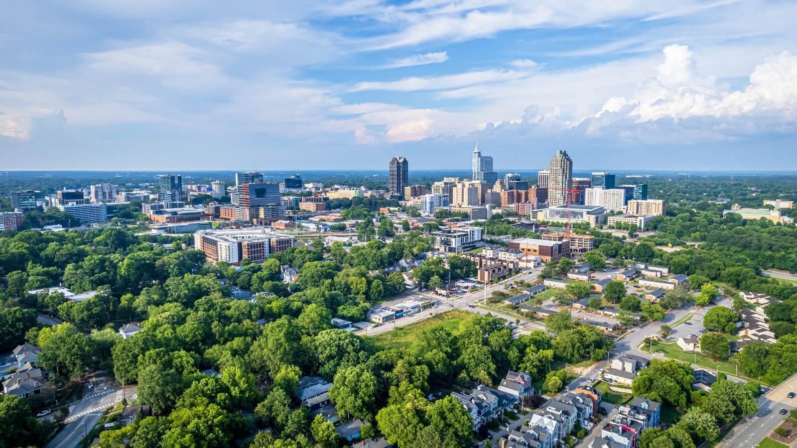 raleigh nc panoramic view of central business district and surrounding region