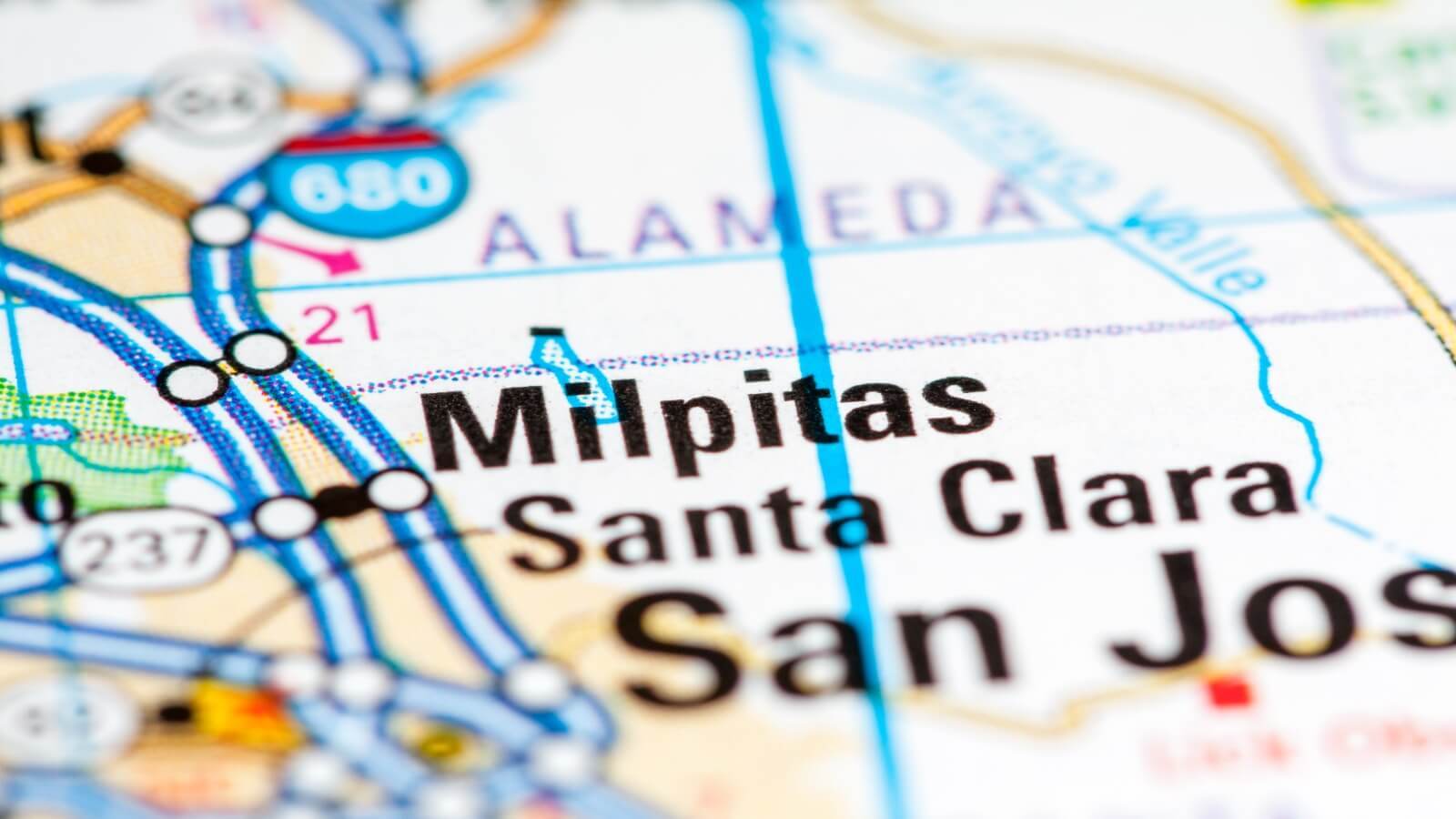 milpitas california map detail