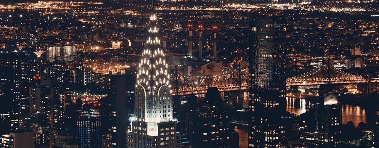 The Chrysler Building illuminated at night