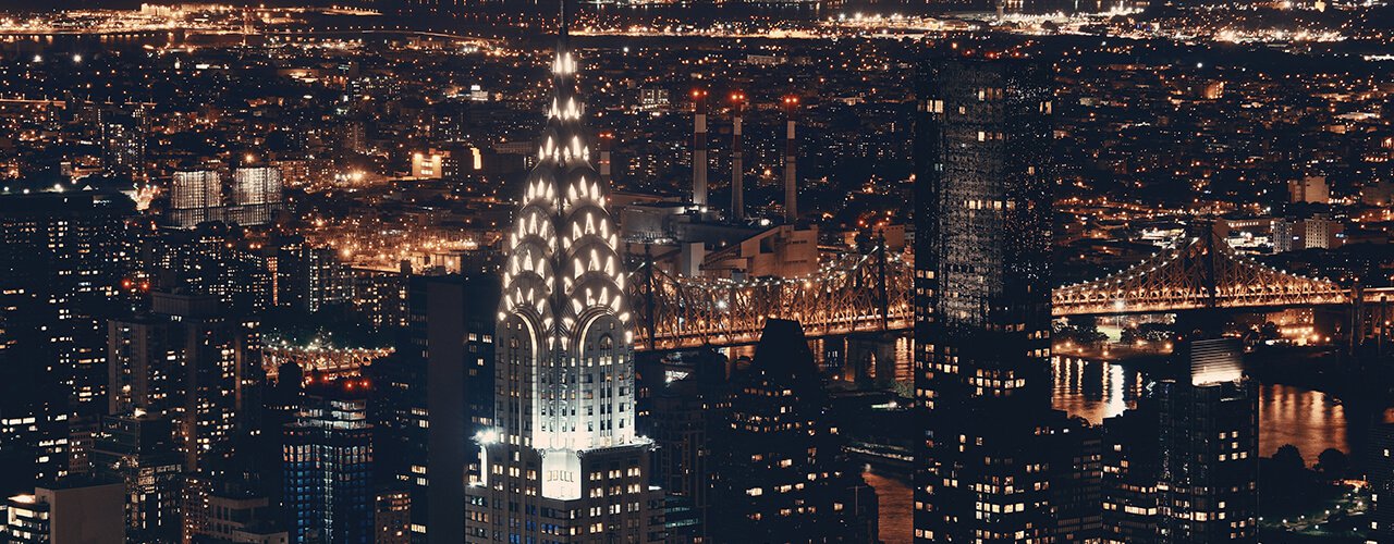 The Chrysler Building illuminated at night