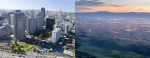 composite image of san francisco office buildings to the left and sprawling silicon valley in the bay area to the right