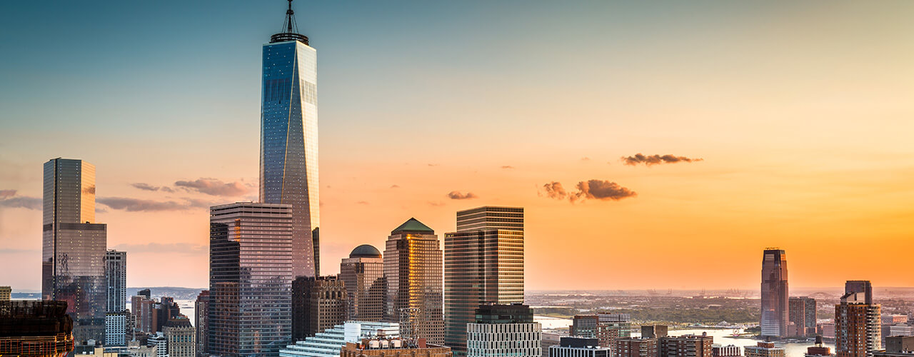 View over Lower Manhattan and One World Trade Center