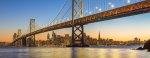 Panoramic view of the Oakland Bridge and the San Francisco skyline