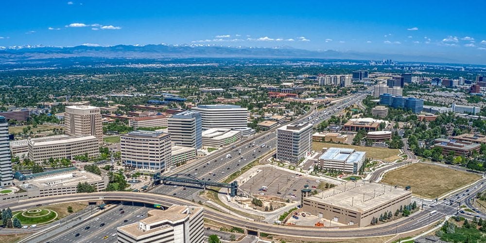 Aurora Colorado aerial Denver office space submarket feature