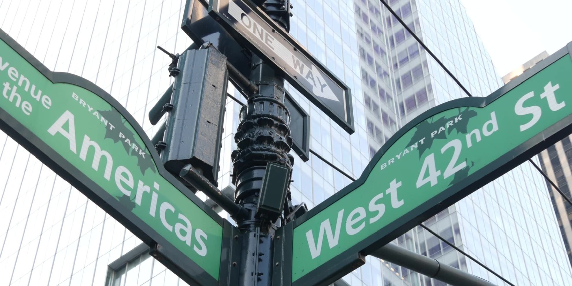 street sign Avenue of the Americas West 42nd Street, Manhatttan