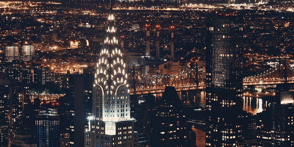 The Chrysler Building illuminated at night