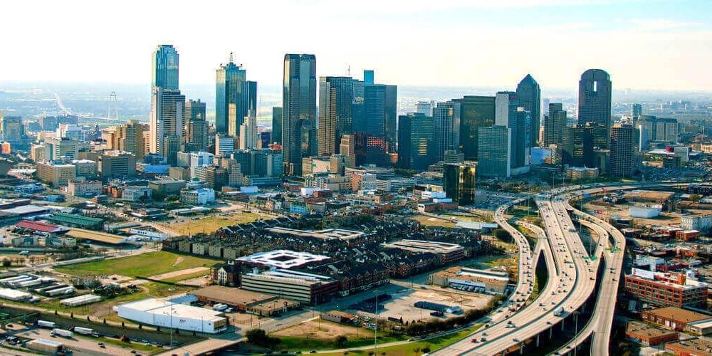 Dallas logistics distribution highway aerial view