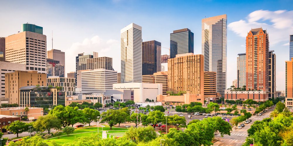 Houston central business district office skyline