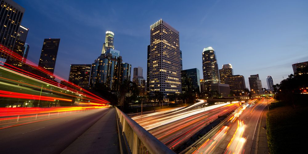 LA skyline at night