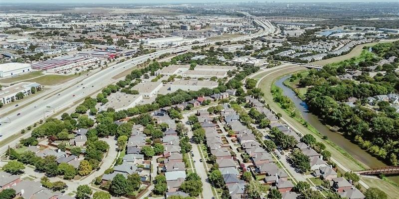aerial panoramic view of lewisville texas area located north of dallas