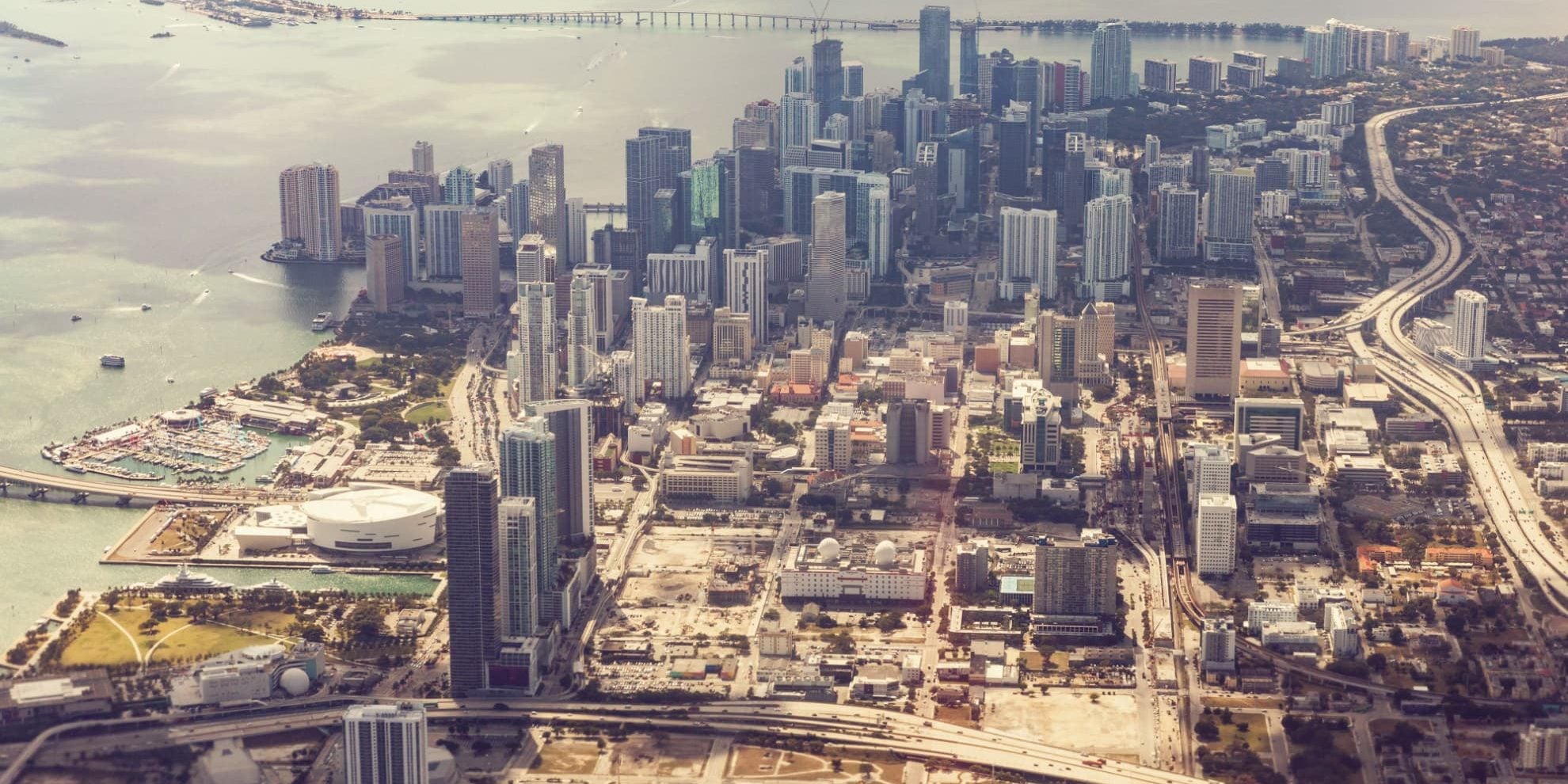 aerial view of skyscrapers in Miami Wynwood District