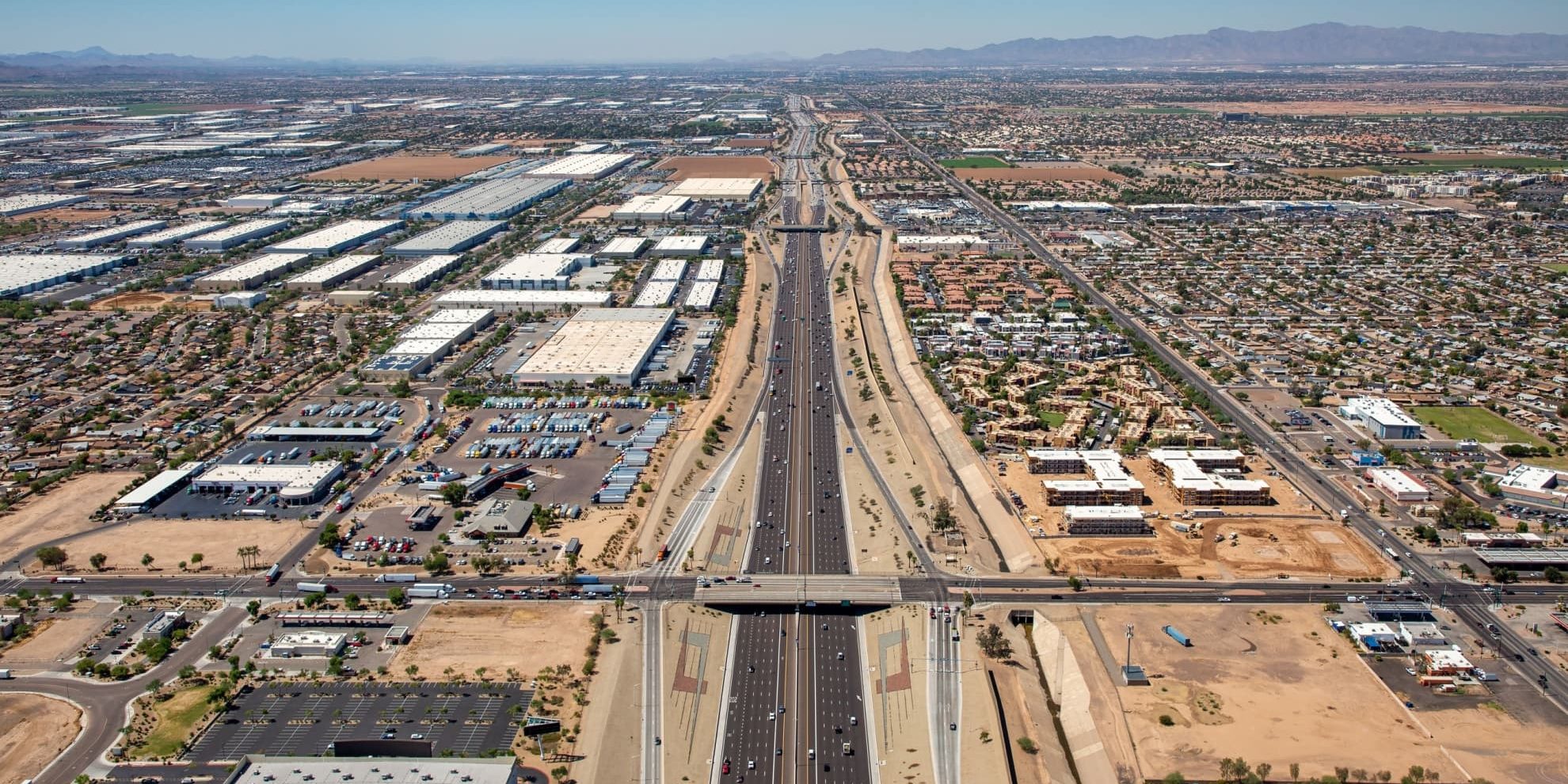 View across warehouses in Phoenix