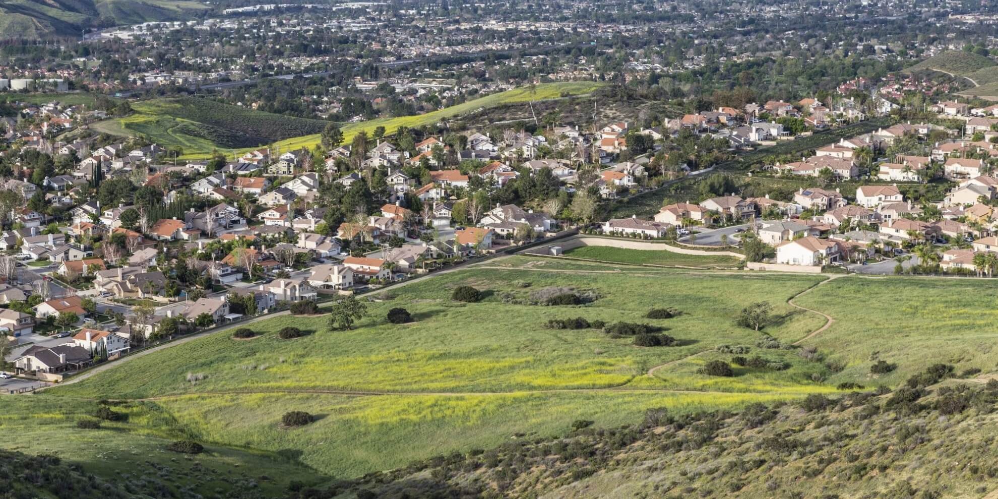 Hilltop view of Simi Valley suburban submarket of the Los Angeles metropolitan area