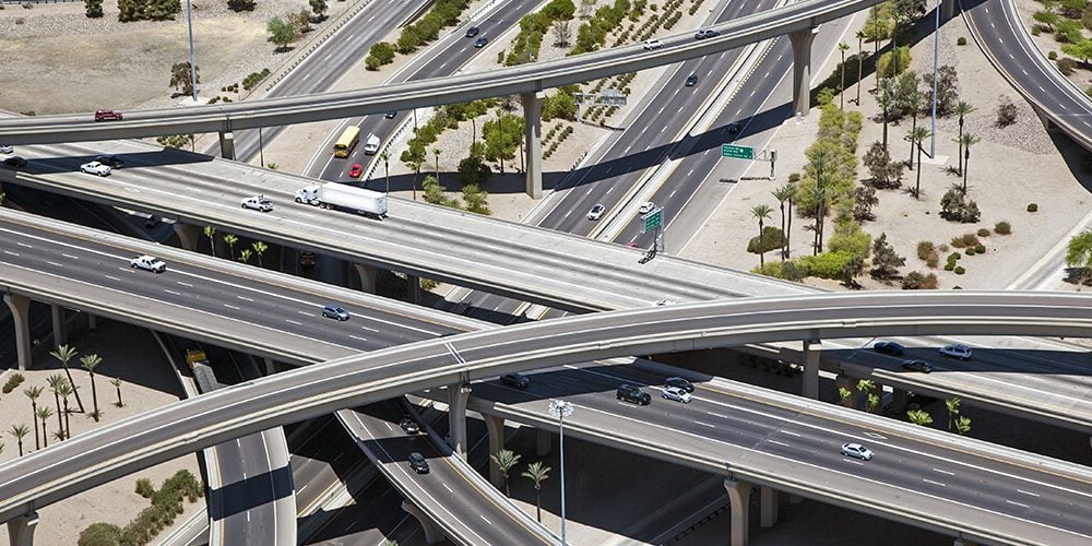 Aerial view of the Stack interchange in Phoenix